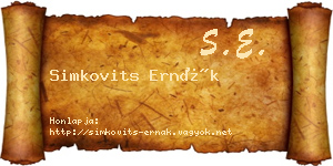 Simkovits Ernák névjegykártya